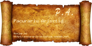 Pacurariu Arisztid névjegykártya